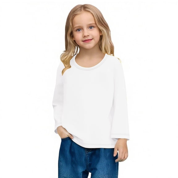 Nilvkv Girls T Shirts, Boys T Shirts, Boy's and Girl's Spring and Fall Thin Base Shirt Solid Color Long Sleeved Round Neck T-shirt Top