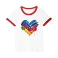 thumbnail image 1 of Nilvkv Girls Tee Shirts, Girls T Shirts, Contrast Binding Art Paint Print Round Neck Short Sleeve Cotton Top Casual Red 5-6 Years, 1 of 7