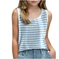 thumbnail image 1 of Nilvkv Girls Undershirts, Tank Tops for Girls, Youth Solid Striped Sleeveless Round Neck Top Casual Summer Blue M, 1 of 3