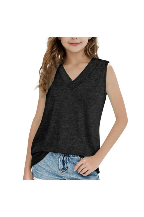 Girls Vest, Boys Vest, Kids V-Neck Sleeveless Undershirt Soft Base Layer Tank for Boys and Girls Age 5-15 Years