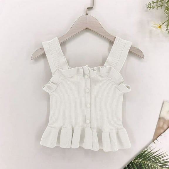 Nilvkv Girls Vest, Kids Vest, Girls Lace Trim Camisole Top Sleeveless V-Neck Tank for Summer Sports and Casual Wear for Girls Age 2-10 Years