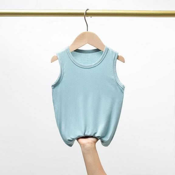 Nilvkv Girls Vest, Vest for Boys, Children's Solid Color Round Neck Mid Size Children's Summer Casual Comfortable Base Shirt Breathable