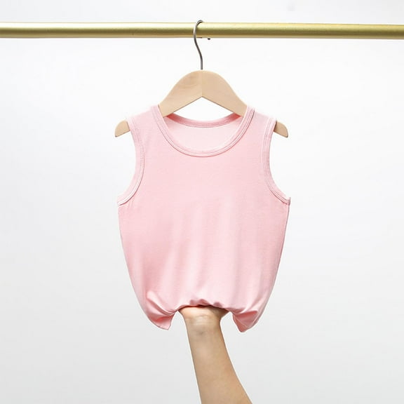 Nilvkv Girls Vest, Vest for Boys, Children's Solid Color Round Neck Mid Size Children's Summer Casual Comfortable Base Shirt Breathable
