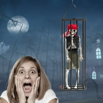 Nilvkv Halloween Hanging Decoration Cage Ghost Stretch Head Threatening Prisoner Witch One Eye Event & Party Supplies, Home Decor