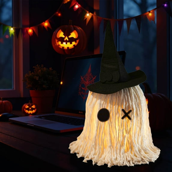 Nilvkv Halloween Hanging Ghosts, Halloween Decorations Outdoor Hanging Ghosts with Witch Hat, Glowing Ghost Witch Hat Lights, Halloween Ghost for Yard Porch Lawn Home Front Door