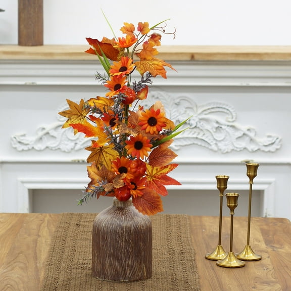 Nilvkv Halloween Maple Leaf Bouquet Pumpkin Bouquet Artificial Flower Bouquet Fake Flowers, Halloween Decor, Thanksgiving Decorations, Fall Decor