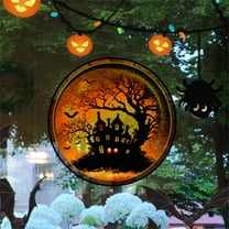 Nilvkv Halloween PVC Statics Glass Stickers No Adhesive Removable Holiday Party Decoration Window Stickers, Window Films, Home Decor
