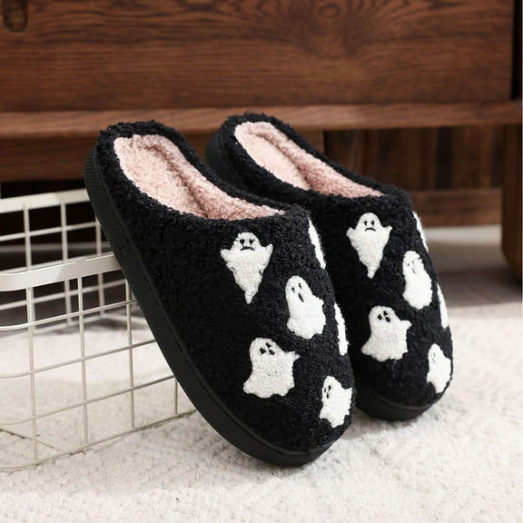 Nilvkv House Slippers, Closed Toe Sandals, Fashion Casual Men And Women Couples Halloween Cute Ghost Warm Winter Slippers Home Slippers