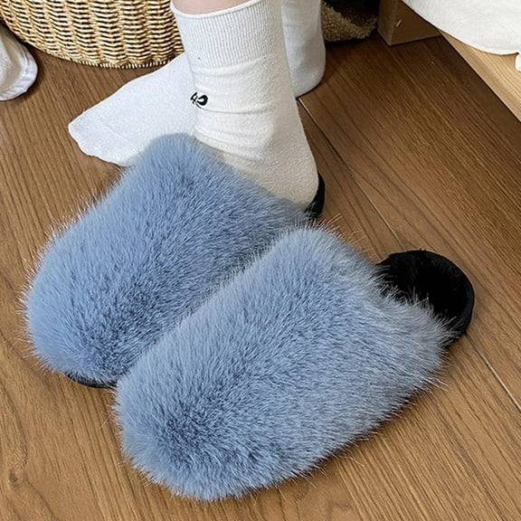 Nilvkv House Slippers, Closed Toe Sandals, Women's Fashion Casual Home Indoor And Outdoor Solid Color Slippers With Velvet For Warmth And One-Foot Slippers