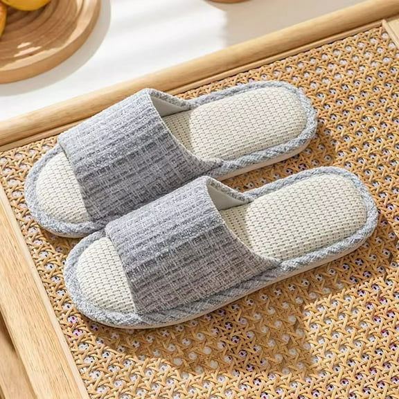 Nilvkv House Slippers, Open Toe Sandals, Women Fashionable And Casual Linen Slippers A Subtle Floral Suitable For Home Use All Year Round And With Silent Tread For Lounging At Home