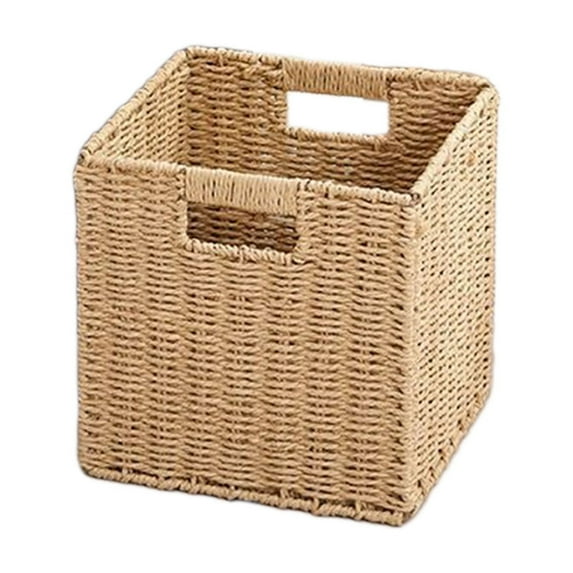 Nilvkv Imitation Rattan Woven Foldable Storage Basket Home Clothes Storage Basket Snacks Sundries Storage Storage Boxes, Organization and Storage