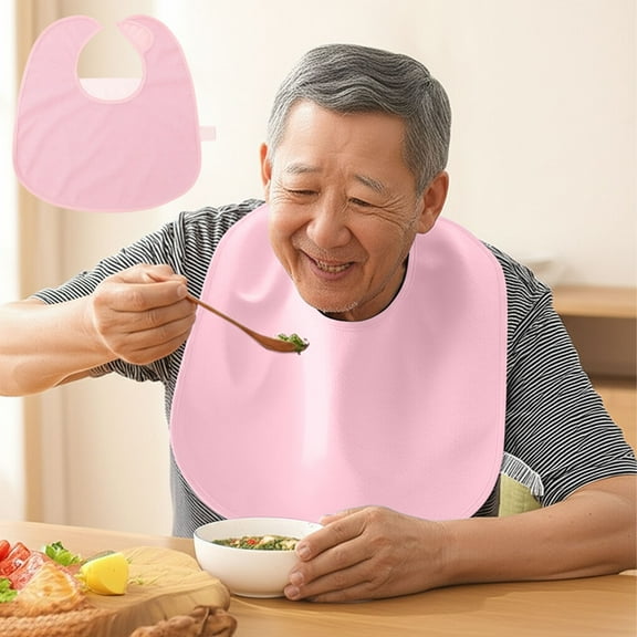 Nilvkv Large Adult Bib for Seniors and Disabled Washable Cotton Clothing Protector Adjustable Eating Drooling Bib 17x15 Inches
