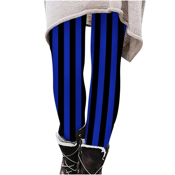 Nilvkv Leggings for Girls, Girls Pants, Spooky Pick for Halloween Full Length Vertical Striped Tights with Elastic Waist Blue 6-7 Years