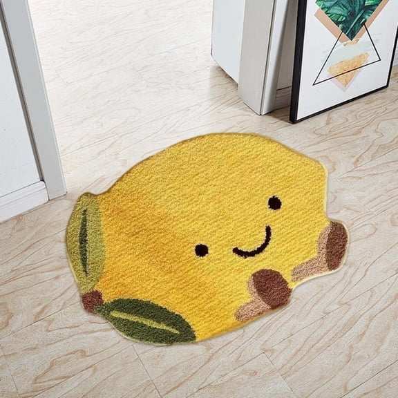 Nilvkv Lemon Bath Mat Fruit Bathroom Rugs for Living Room and Bedroom, Non Slip Small Washable Rug Lemon Bathroom Decor(15.7x23.6in)
