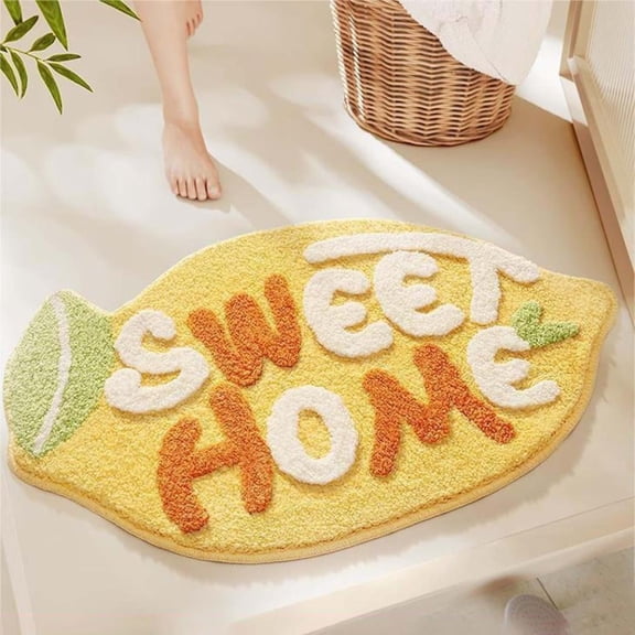 Nilvkv Lemon Bath Mat Fruit Bathroom Rugs for Living Room and Bedroom, Non Slip Small Washable Rug Lemon Bathroom Decor(15.7x23.6in)