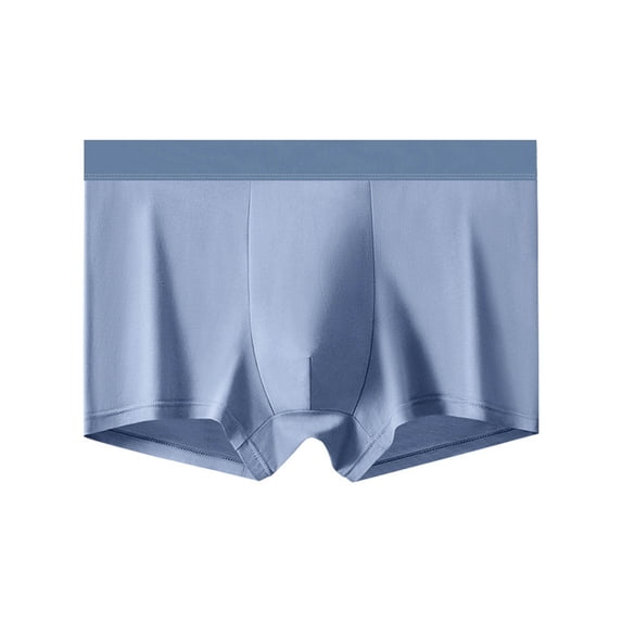 Nilvkv Mens Cotton Boxer Briefs, Mens Underwear, Regular Mid Rise Solid Cotton Comfort Stretch Single Daily Boxer Brief Blue 4XL