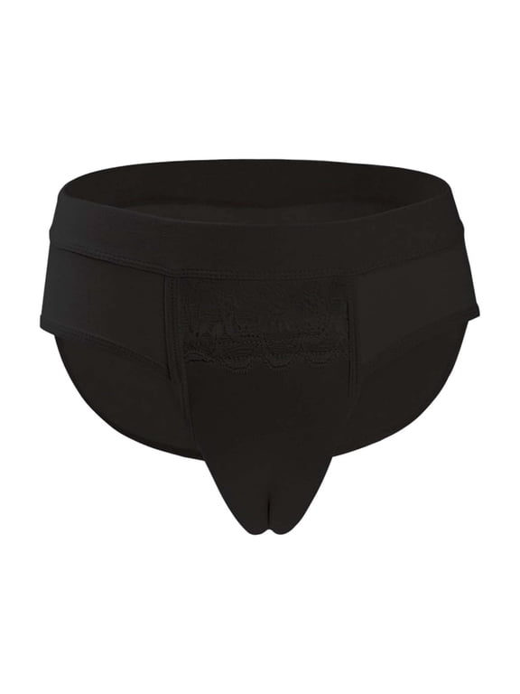Mens G String, Mens Underwear, Crossdresser Cosplay Hidden Shaping Panty for Transgender Tucking Black L