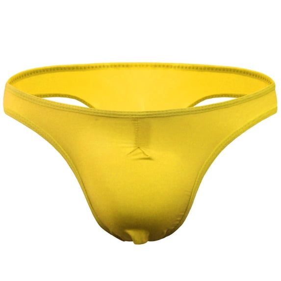 Nilvkv Mens G String, Mens Underwear, Novelty Semi Sheer Ice Silk G String Yellow Free Size