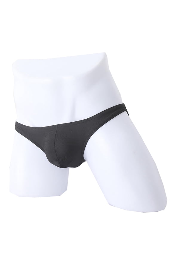 Mens G String, Mens Underwear, Slim Fit Minimalist Low Rise Solid Ice Silk Ultra Thin Smooth Skin Friendly Single Commute Home Black XL