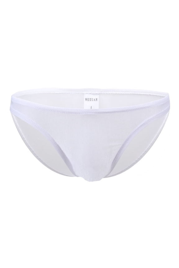 Mens String Bikini Underwear, Mens Underwear, Ice Silk Soft Low Rise Breathable Alluring Single String U Pouch Delicate Brief White M