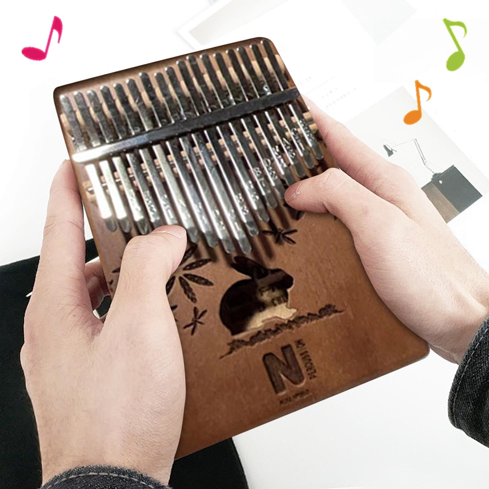 Nilvkv Musical Instruments Wooden 17 Tone Finger Piano Beginner's Guide to Solid Wood Thumb Piano, Toys and Hobbies