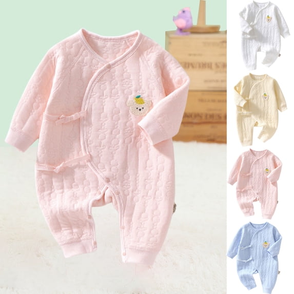 Nilvkv Newborn Onesies, Newborn Sleepers, Toddler Bear Face Print Long Sleeve Cotton Romper Soft Fall Winter Pink 0-4 Months