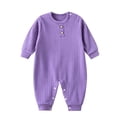 thumbnail image 1 of Nilvkv Newborn Onesies, Newborn Sleepers, Toddler Ribbed Round Neck Long Sleeve Romper Soft Cotton Lightweight Breathable Spring Summer One-Piece Purple 12-18 Months, 1 of 7