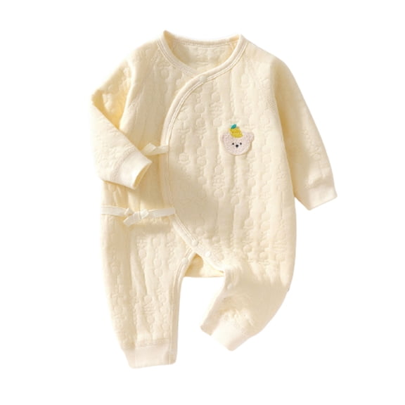 Nilvkv Newborn Sleepers, Newborn Onesies, Toddler Bear Face Print Long Sleeve Cotton Romper Soft Fall Winter Yellow 0-4 Months