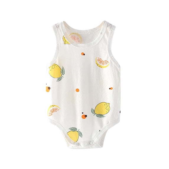 Nilvkv Newborn Onesies, Newborn Sleepers, Toddler Creative Print Sleeveless Romper Lightweight Summer White 3-6 months