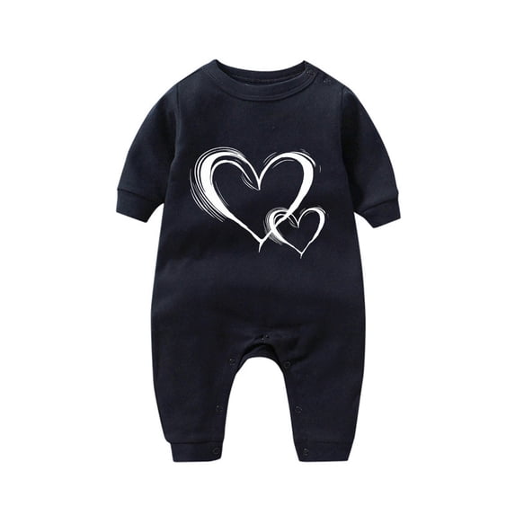 Nilvkv Newborn Onesies, Newborn Sleepers, Toddler Heart Print Long Sleeve Footed Romper Soft Cotton Black 12-18 Months