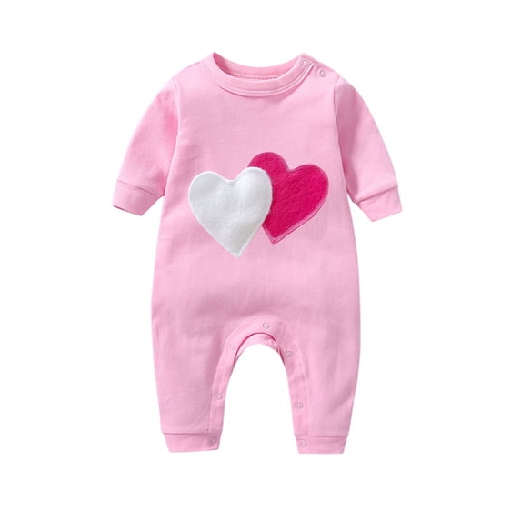 Nilvkv Newborn Onesies, Newborn Sleepers, Toddler Heart Print Long Sleeve Footed Romper Soft Cotton Pink 3-6 Months