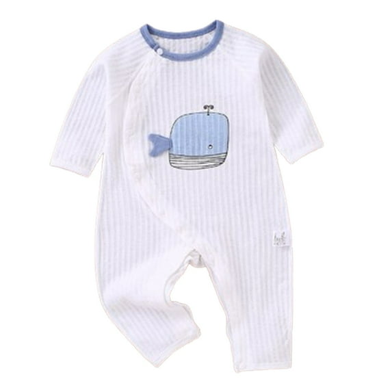 Nilvkv Newborn Onesies, Newborn Sleepers, Toddler Soft Cotton Round Neck Long Sleeve Footed Sleeper Seamless Lightweight Summer White 6-9 Months