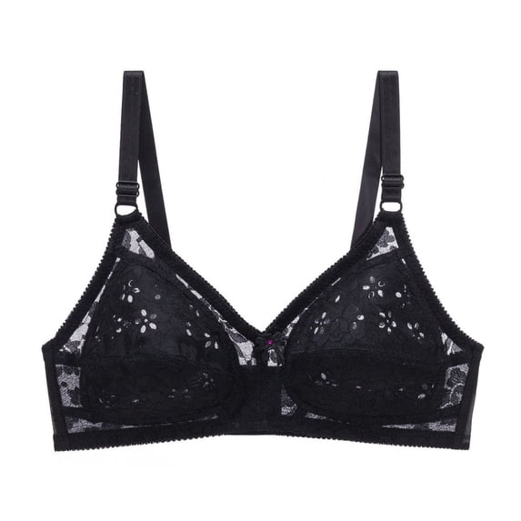 Nilvkv No Underwire Bras for Women, Everyday Bras, Solid Wireless Back Hook Backless Seamless Push Up Open Back Everyday Bra Black 36BC