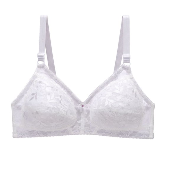 Nilvkv No Underwire Bras for Women, Everyday Bras, Solid Wireless Back Hook Backless Seamless Push Up Open Back Everyday Bra White 38BCD