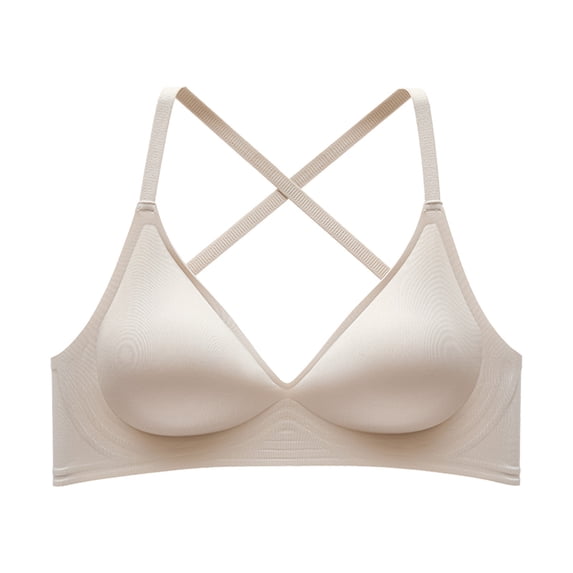 Nilvkv No Underwire Bras for Women, Push Up Bra, Solid Wireless Back Hook Backless Seamless Push Up Open Back Everyday Bra Gray 34BC