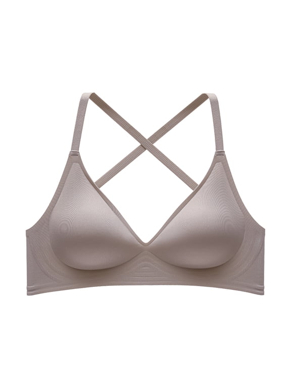 No Underwire Bras for Women, Push Up Bra, Solid Wireless Back Hook Backless Seamless Push Up Open Back Everyday Bra Gray 36BC