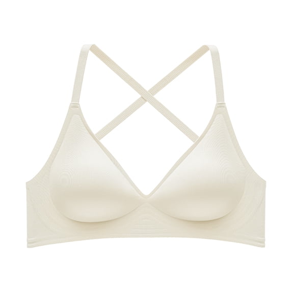 Nilvkv No Underwire Bras for Women, Push Up Bra, Solid Wireless Back Hook Backless Seamless Push Up Open Back Everyday Bra White 36BC