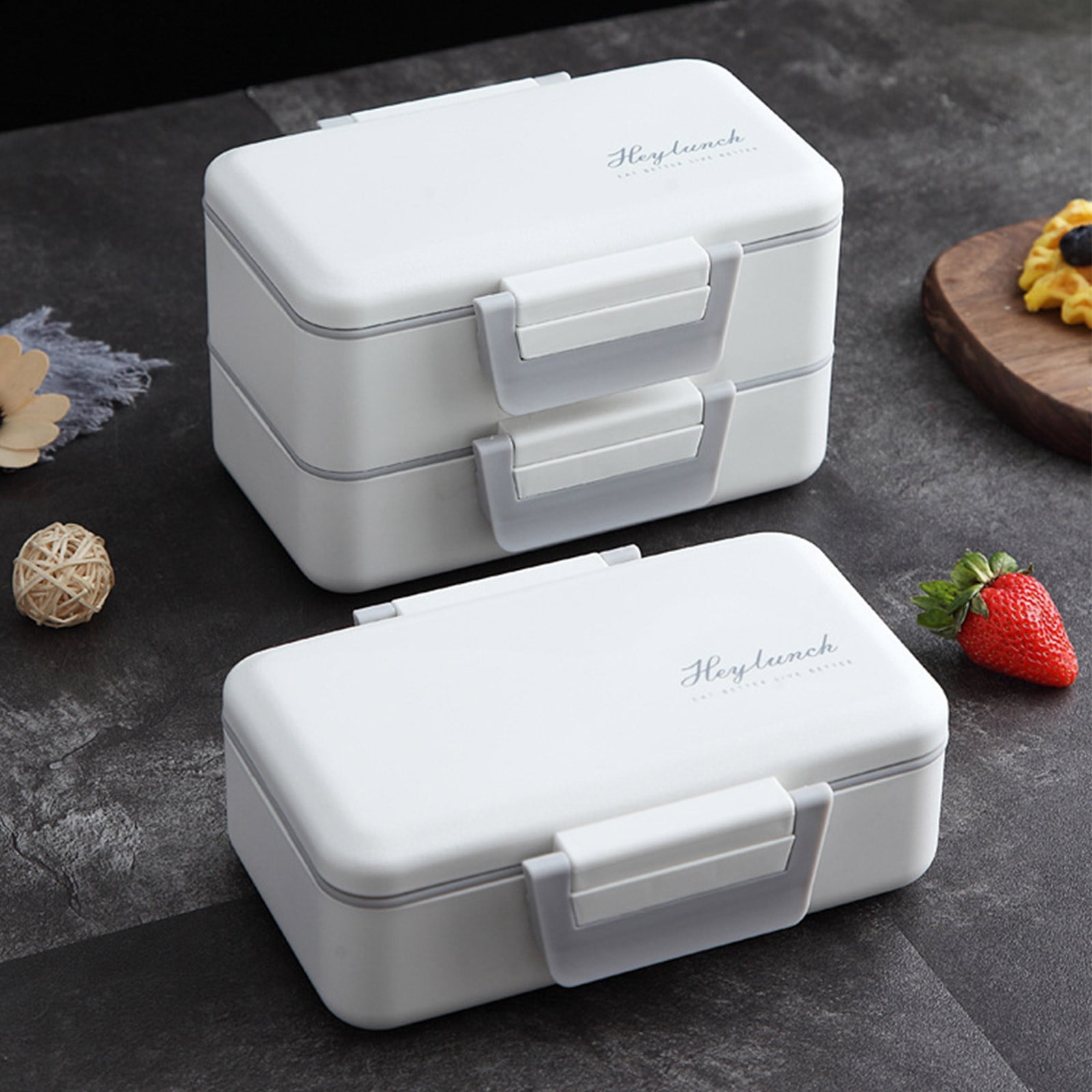 Nilvkv Plastic And Stainless Steel Double Lunch Box Microwave Lunch Box ...