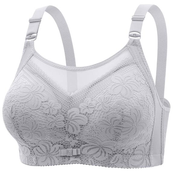 Nilvkv Plus Size Bras, Minimizer Bras for Women, Plus Size Comfort Breathable Anti Slip Bandeau Wireless Push Up Open Back Bra Cup Gray 44DE
