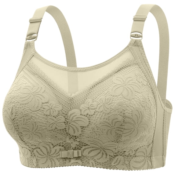 Nilvkv Plus Size Bras, Minimizer Bras for Women, Plus Size Comfort Breathable Anti Slip Bandeau Wireless Push Up Open Back Bra Cup Green 36BC