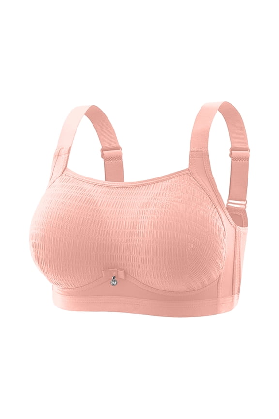 Plus Size Bras, Minimizer Bras for Women, Thin Side Support Open Back Anti Slip Wireless Push Up Comfort Bra Pink 44BCD