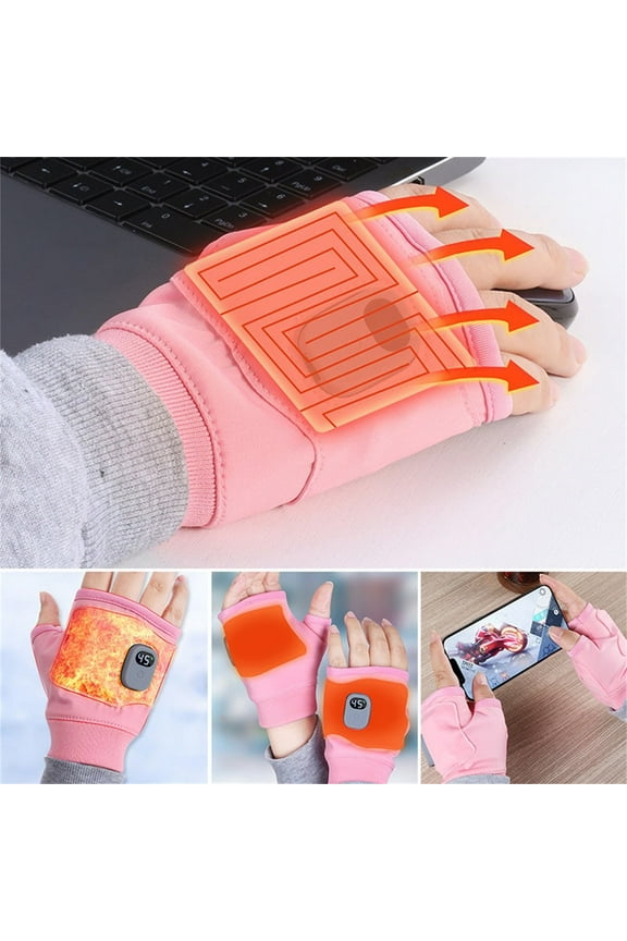 Portable Rechargeable Heating Gloves Fingerless for Women Men 3 Heat Levels Hand Warmer Indoor Outdoor, Home Decor