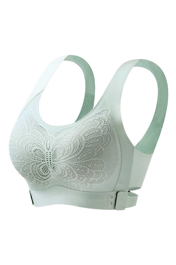 Posture Support Bra, Bras for Women, Crisscross Side Hook Seamless Wireless Push Up Open Back Lift Everyday Bra Green 34AB