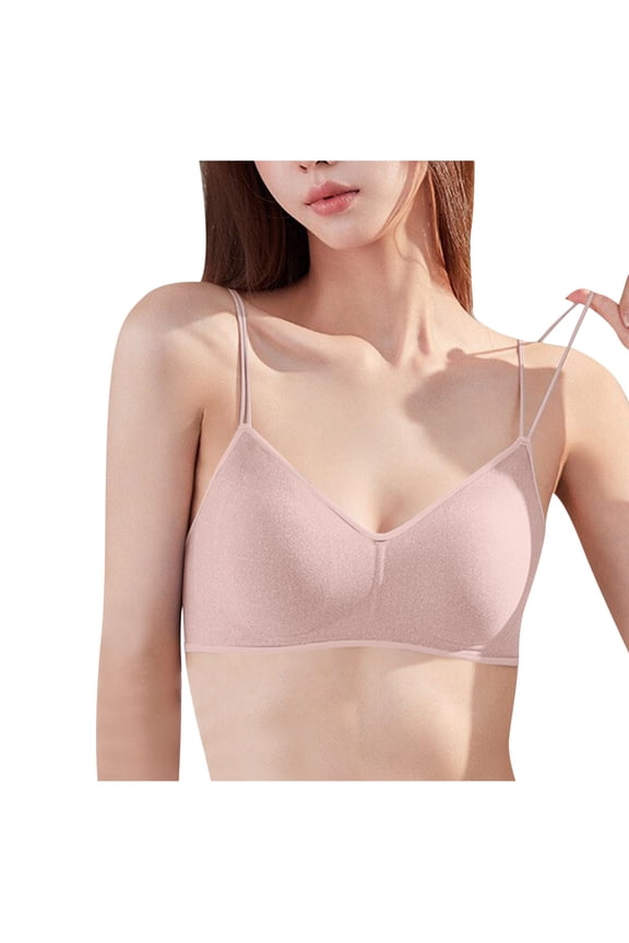 Posture Support Bra, Bras for Women, Solid Back Hook Wireless Thin Strap Lift Push Up Side Support Anti Sag Everyday Bra Pink 40BCD