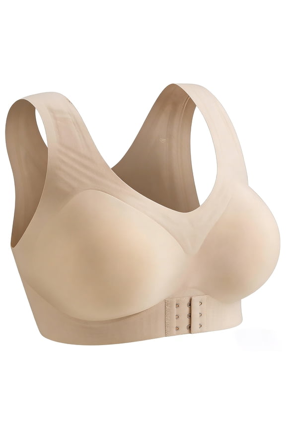 Posture Support Bra, Seamless Bras for Women, Posture Corrector Shaping Seamless Push Up Anti Sag Support Active Open Back Intimate Beige 36ABC
