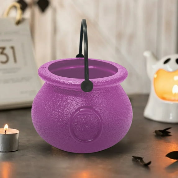 Nilvkv Pot Witches Halloween Candy Bowl Holders Plastic Pot with Handletrick or Treat Party Supplies Halloween Decorations