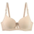 thumbnail image 1 of Nilvkv Push Up Bra No Underwire, Everyday Bras, Regular Strap Wireless Smooth Bow Deep Plunge Push Up Everyday Bra Beige 40BCD, 1 of 3