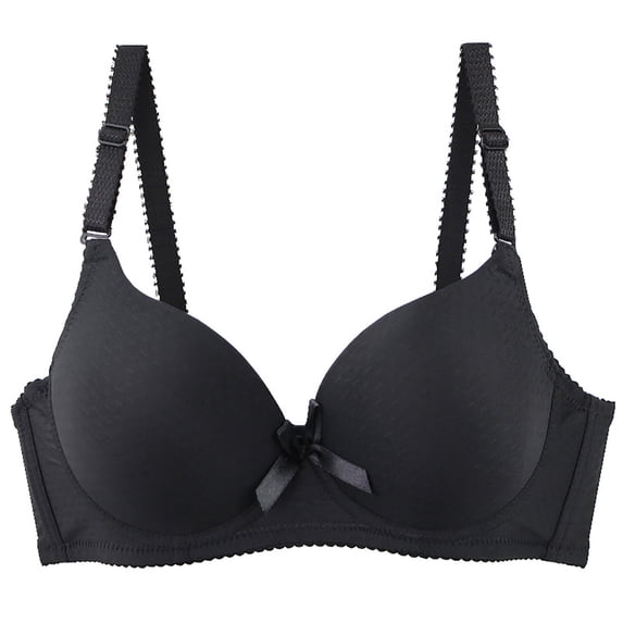 Nilvkv Push Up Bra No Underwire, Everyday Bras, Regular Strap Wireless Smooth Bow Deep Plunge Push Up Everyday Bra Black 44DE