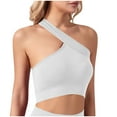thumbnail image 1 of Nilvkv Racerback Bras for Women, Sports Bra, Fashion Solid Casual Open Back Running Yoga Active Layerable Sports Bra White 34ABC, 1 of 9