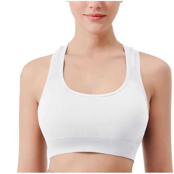 Nilvkv Racerback Bras for Women, Sports Bra, Fashion Solid Halter Seamless Open Back Push Up Yoga Shaping Side Support Active Bra White 34ABC